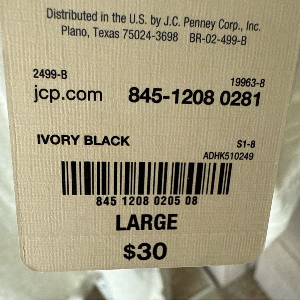 St. Johns Bay Women Blouse Size L Ivory Black Paisley Beaded 3/4 Sleeve NWT $30 - Picture 7 of 8